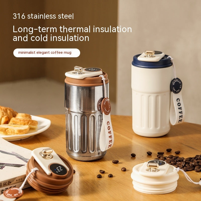 Smart Digital Thermal Bottle Portable Coffee Mug Stainless Steel Water Bottle In-Car Insulated Cup Keep Cold Vacuum Flasks 450ml